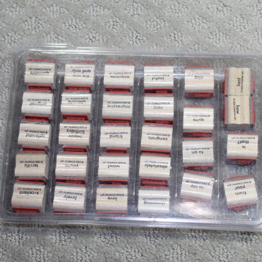 NWOT Stampin' Up Set of 56 Double Mounted Word Stamps - Mounted